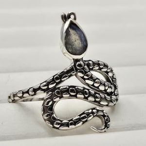 Ringen van labradoriet - geboortesteensieraden - Zilveren ringen voor vrouwen - Sierlijke sieraden - Dikke ringen - Edelsteenringen - Cadeaus voor vrouwen - Cadeaus