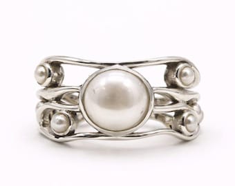 Süßwasser-Zuchtperlen Sterling Silber Ring, Juni Birthstone Schmuck
