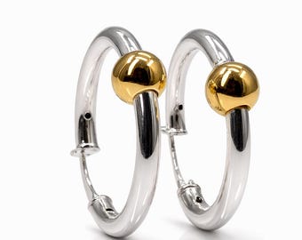 Sterlingzilveren oorringen met gouden accent – sierlijke tweekleurige sieraden