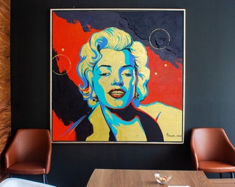 Marilyn Monroe painting Pop Art Acrylic on Canvas Impasto knife work Modern art Creative art Best gift Office wall  Homedecor wall hanging