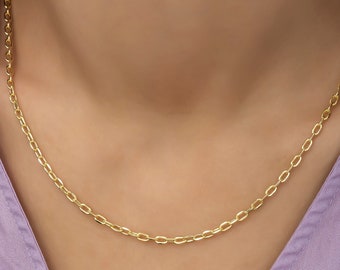 14K Gold Forzatina Link Chain Necklace for Woman/ 14K Solid