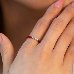 14K Gold Diamond Colourful Enamel Ring/ Gold Diamond Multicolor Rings/ Diamond Stackable Rings/ Birthday Gifts for Her/ Mothers Day Gift