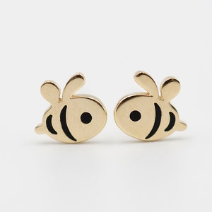 14K Solid Gold Bee Woman Earrings/ Minimalist Gold Bee Stud Earrings Gift for Her/ Gold Bee Earrings Gift for Her/ The Mom/ Gift for Her