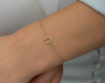 Bransoletka z podkowy z diamentami ze złota 14K: Biżuteria z amuletem szczęścia