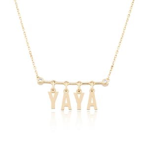 Collar con nombre y diamantes en oro de 14 quilates para mujer/ Collar con iniciales de oro/ Collar con dije de letra/ Regalo para ella/ Collar con nombre personalizado/ La mamá