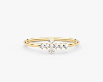14K Solid Gold Diamond Cross Ring: Minimalist Religious Jewelry