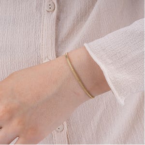 14K Solid Gold Snake Chain Bracelet for Women/ Dainty Gold Bracelet/ Minimalist Real Gold Jewelry/ Elegant Everyday Bracelet/ Gift for Her