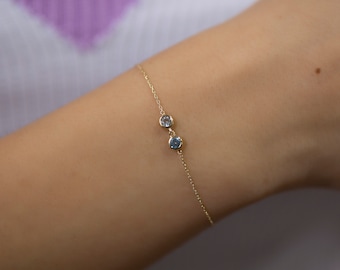 14K Gold Birthstone Bracelet: Custom Gemstone Jewelry Gift