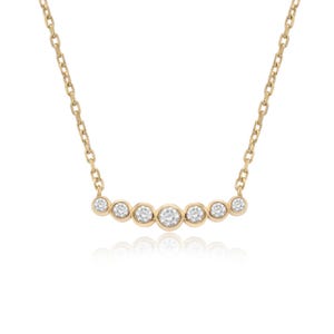 14K Gold Bezel-Set Diamond Bar Necklace/ Dainty Gold Necklace for Women/ Minimalist Diamond Necklace/ Everyday Gold Jewelry/ Gift for Her