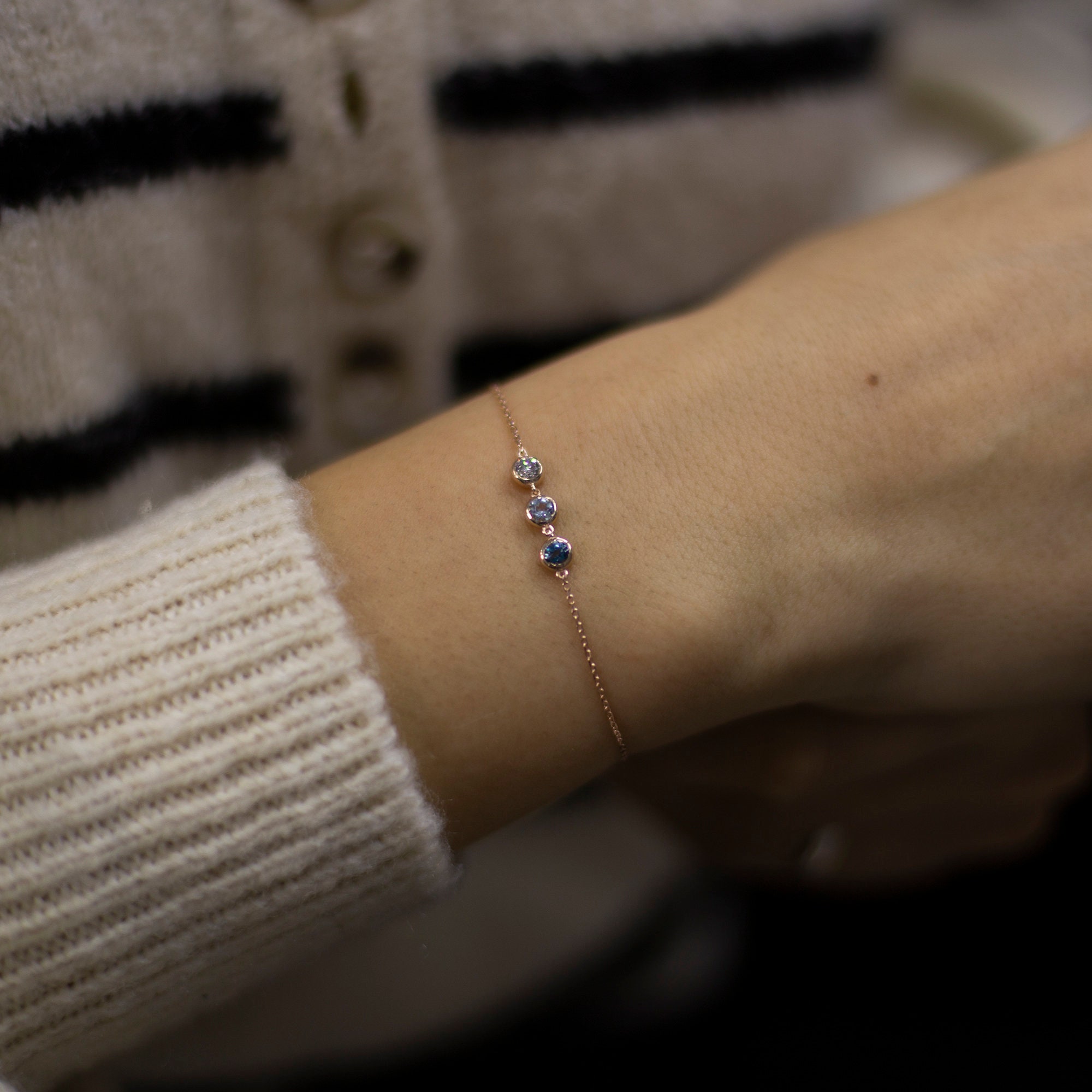 Bracciale con pietra portafortuna baguette in oro 14 carati