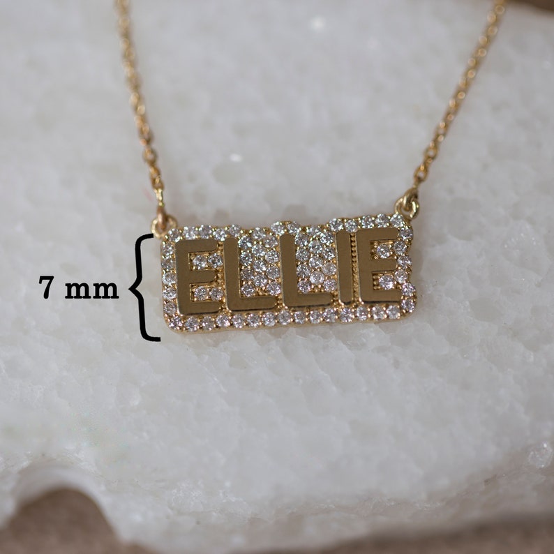 14K Solid Gold Diamond Custom Name Necklace for Woman/ Gold Diamond Personalized Name Necklace / Mother's Day Gifts / Gift For Her/ The Mom image 7