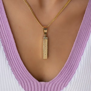 14K Gold Cremation Urn Necklace For Ashes/ Gold Personalize Urn Pendant/ Custom Name Memorial Bar Necklace/ The Mom/ Mothers Day Gift