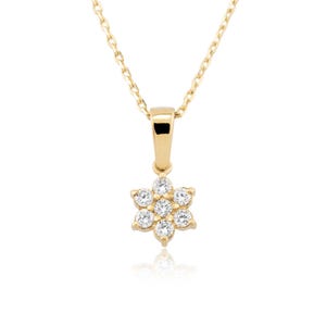 Collana con fiore in oro e diamanti in oro 14K per donna/Ciondolo con fiore di diamanti/La mamma/Regali per lei/Regalo per la festa della mamma/Regali di compleanno per lei