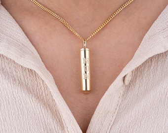 Naszyjnik z urną ze złota 14K: personalizowany wisiorek na pamiątkę kremacji