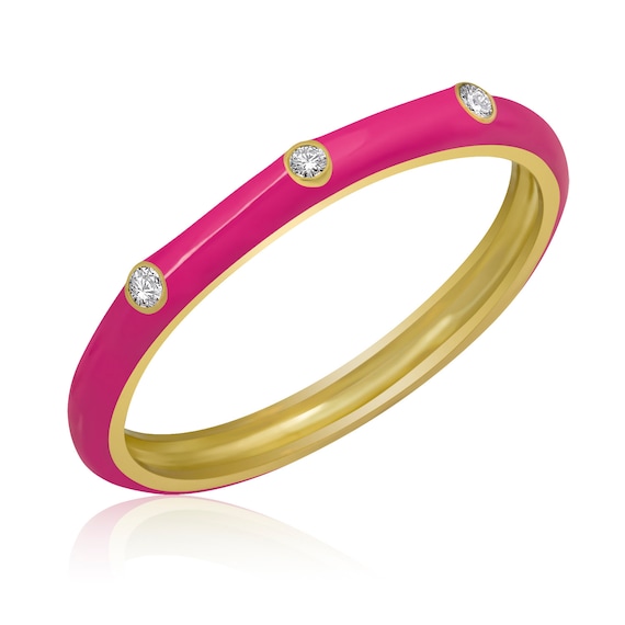 Pink enamel ring deals