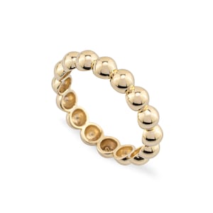 14K Gold Ball Ring – Dainty Beaded Stackable Band for Women/ Gold Stackable Band/ Gold Stacking Ring for Women/ Gift for Her/ Mothers Day