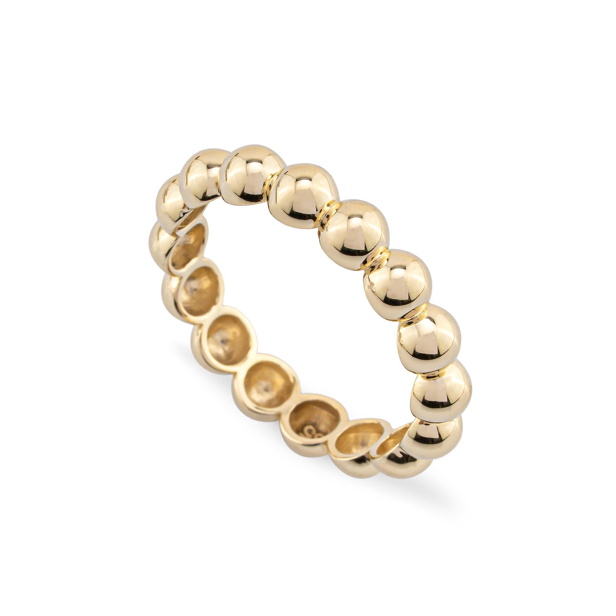 14K Solid Gold Ball Ring: Dainty Beaded Stacking Band