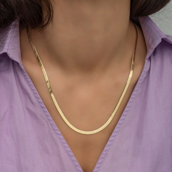 Herringbone 14 karat gold necklace online