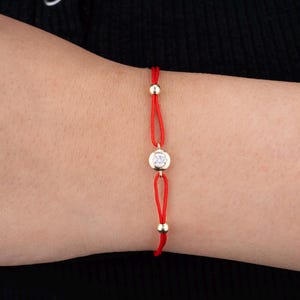14k Gold Diamond Bezel Cord Bracelet: Minimalist Everyday Jewelry
