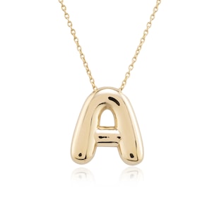 14K Goldblase Buchstabe Halskette / personalisierte Anfangskette / Benutzerdefinierter Goldbuchstabe Anhänger / Minimalist Schmuck Geschenk für Sie / Die Mutter