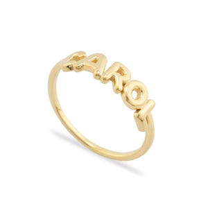 14K Gold Custom Name Ring for Women/ Personalized Gold Name Ring/ Bold Letter Name Ring/ Custom Gold Jewelry Gift/ Gift for Her
