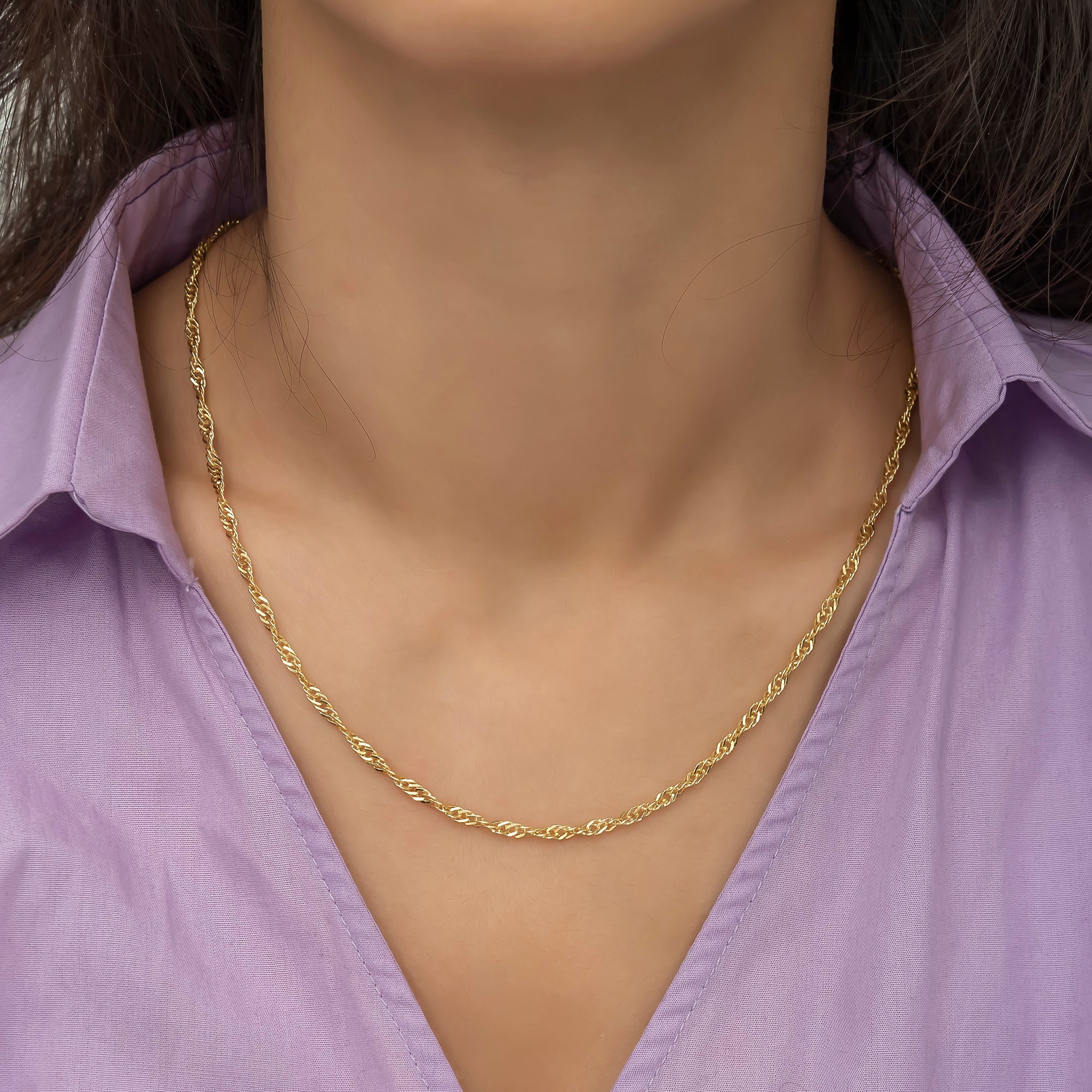 14K Yellow Gold Twist Chain 16 Inch | Viv | Brilliant Earth