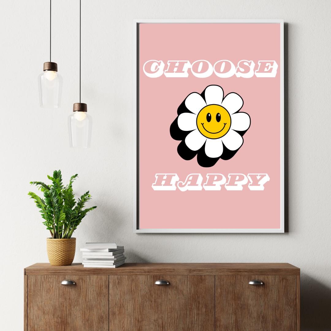 Choose Happy Wall Art Print | A1 A2 A3 A4 A5 | Office Wall Art | Home ...