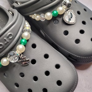 Croc Chains, beaded chains, pearl Croc chain, Croc jewelry for teens, shoe chains, Croc bling, football Croc charms, pearl strap for Crocs