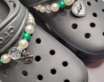 Croc Chains, beaded chains, pearl Croc chain, Croc jewelry for teens, shoe  chains, Croc bling, football Croc charms, pearl strap for Crocs