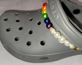 Croc Chains, Beaded Chains, Pearl Croc Chain, Croc Jewelry for Teens, Shoe  Chains, Croc Bling, Silver Croc Jewelry, Pearl Strap for Crocs 