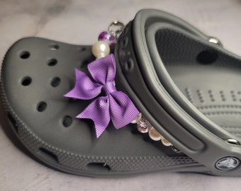 Croc Chains, Beaded Chains, Pearl Croc Chain, Croc Jewelry for Teens, Shoe  Chains, Croc Bling, Purple Croc Bows, Pearl Strap for Crocs 