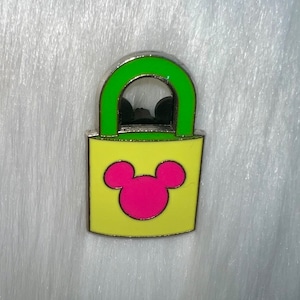 Disney Pin Mickey Mouse Icon Lock Green and Pink Trading Pin Enamel Pin Authentic Buy 2 Get 1 Free of Your CHOICE