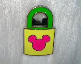 Disney Pin Mickey Mouse Icon Lock Green and Pink Trading Pin Enamel Pin Authentic Buy 2 Get 1 Free of Your CHOICE