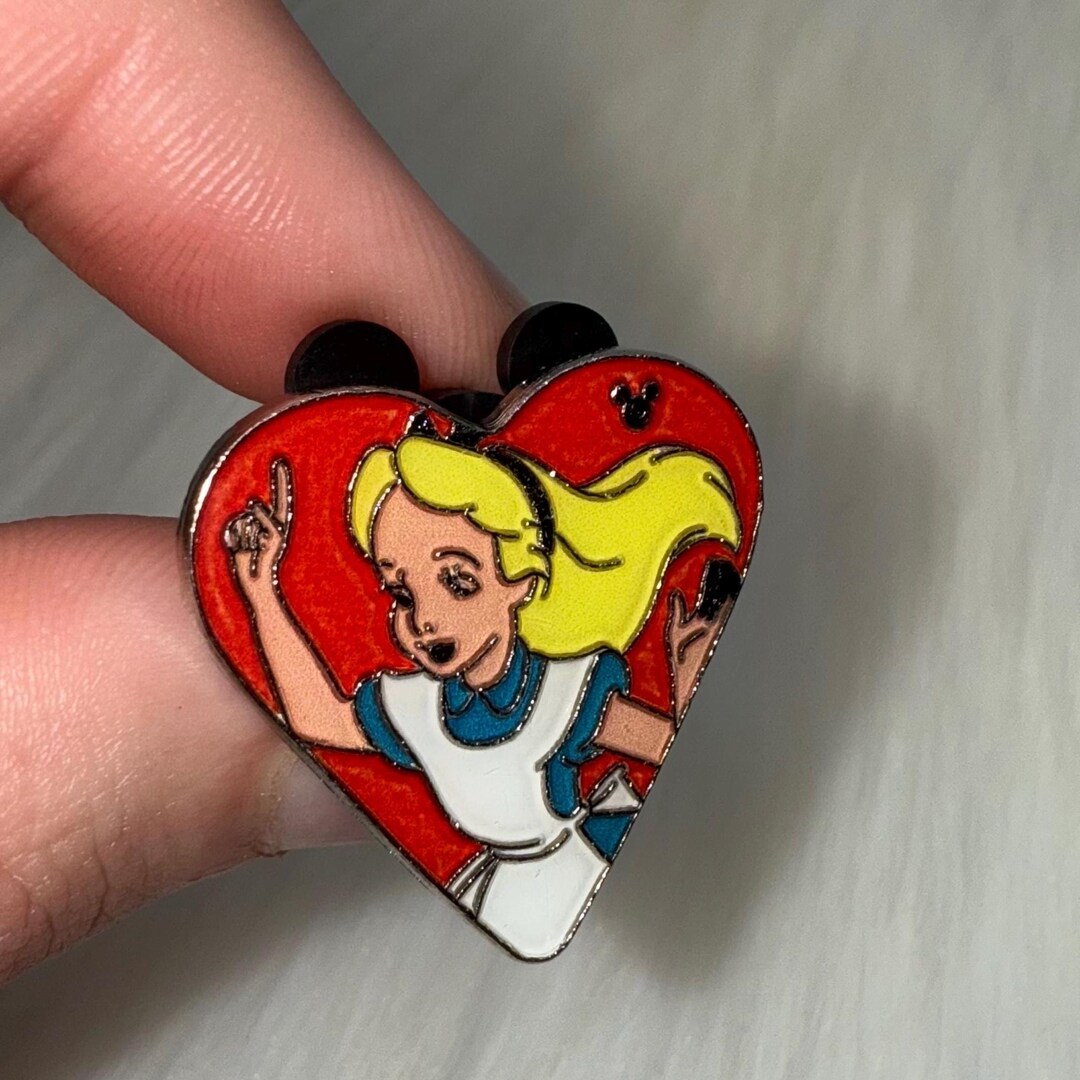 Disney Pin Alice in Wonderland Pin Red Heart Hidding Mickey Trading Pin ...