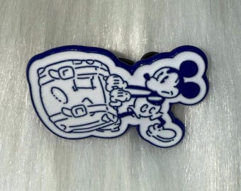 Disney Parks Mickey Mouse Pulling Travel Case Carry Blue and white Trading Pin Enamel Pin Authentic Buy 2 Get 1 Free