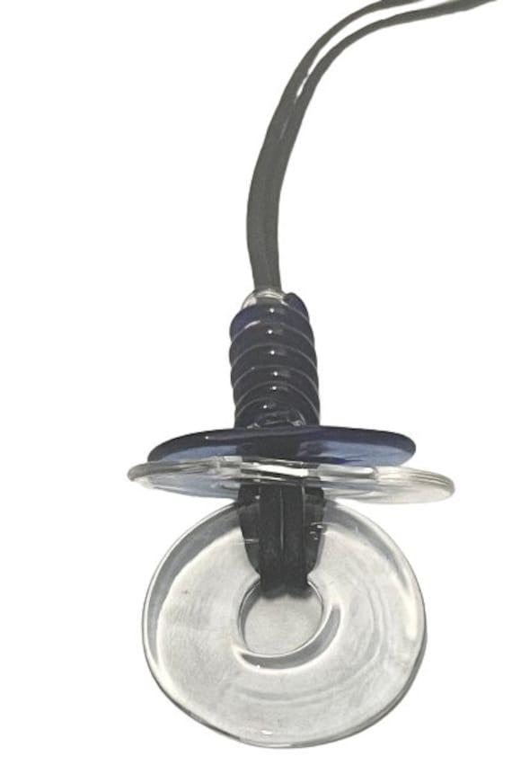 Blue and Clear Chip Glass Necklace with 1.2-Inch C