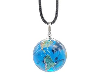 Earth Pendant Necklace on Cotton Waxed Cord