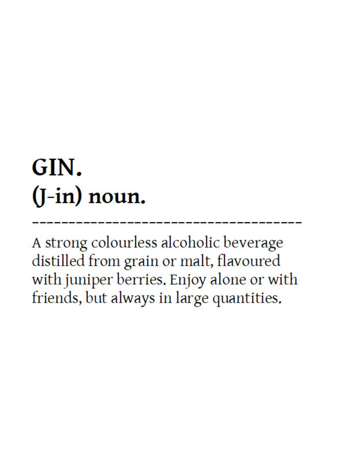 Gin definition A4 Print Etsy