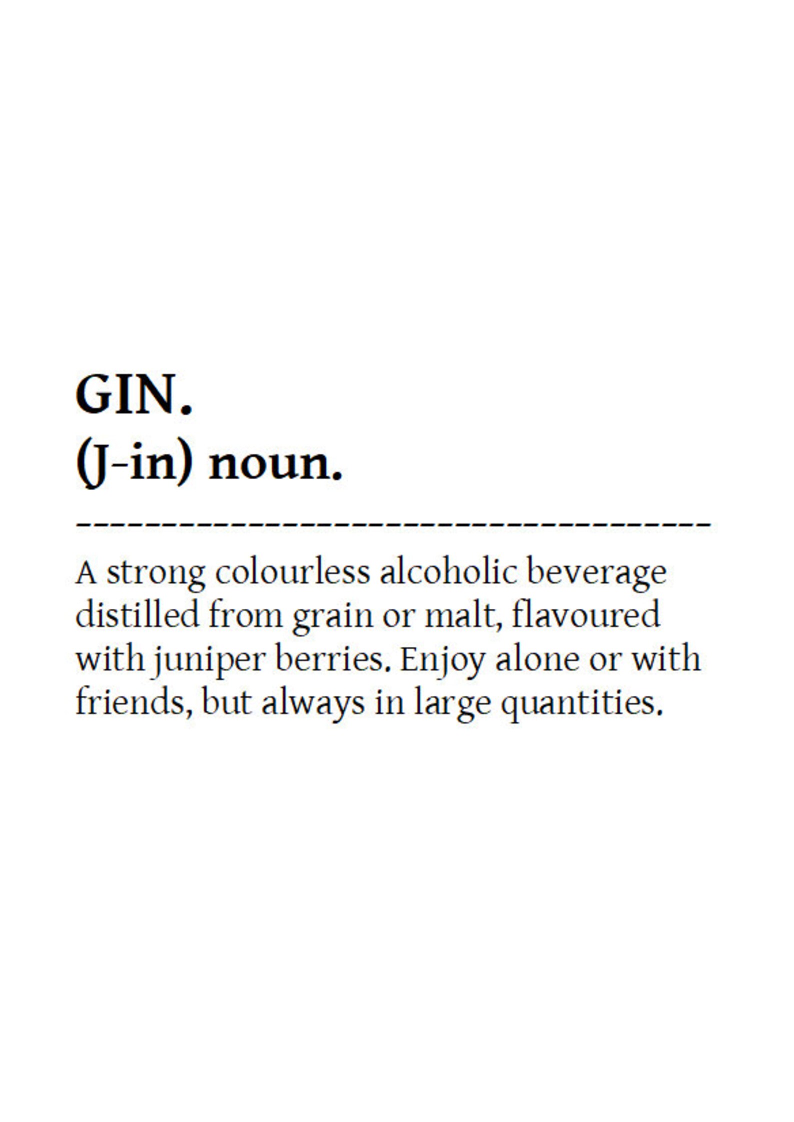 Gin definition A4 Print Etsy
