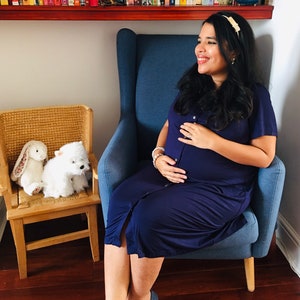 ReadySteadyMamma Maternity Nightie/Labour and Delivery Gown/Baby Shower Gift/Birthing Gown/Hospital Bag/Breastfeeding/Skin to Skin
