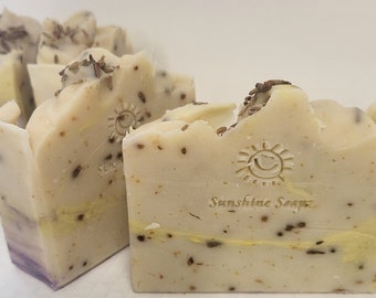 Handmade Bar Soap Lavender Lemon Goats and Oats Milk Soap Skin Softening Lilac Fields Natural Peppermint Soap Gifts Her Purple Soap French
