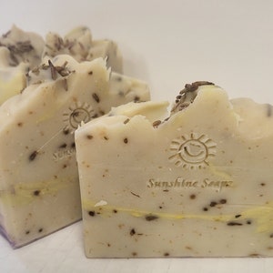 Handmade Bar Soap Lavender Lemon Goats and Oats Milk Soap Skin Softening Lilac Fields Natural Peppermint Soap Gifts Her Purple Soap French image 2