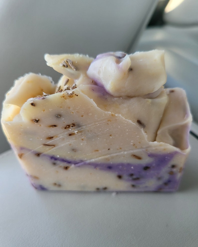 Handmade Bar Soap Lavender Lemon Goats and Oats Milk Soap Skin Softening Lilac Fields Natural Peppermint Soap Gifts Her Purple Soap French image 9