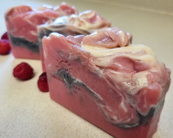 Red Soap Raspberry Cream Soap Natural Soap vegan Bar Soap Granny Organic Fruit Soap Natural Gift Soap Goat's Milk Oats Handmade Bar soap