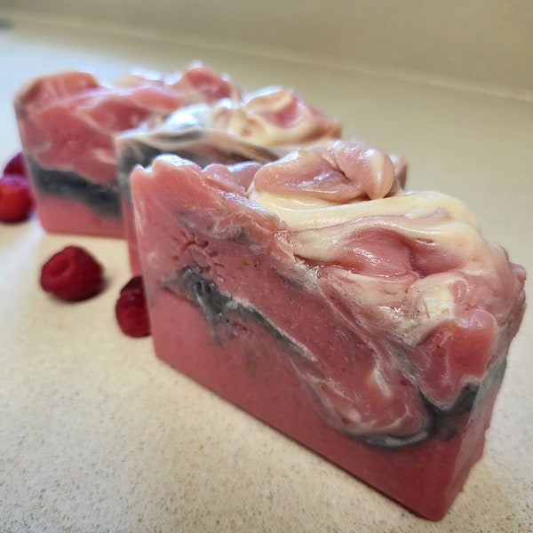 Red Soap Raspberry Cream Soap Natural Soap vegan Bar Soap Granny Organic Fruit Soap Natural Gift Soap Goat's Milk Oats Handmade Bar soap