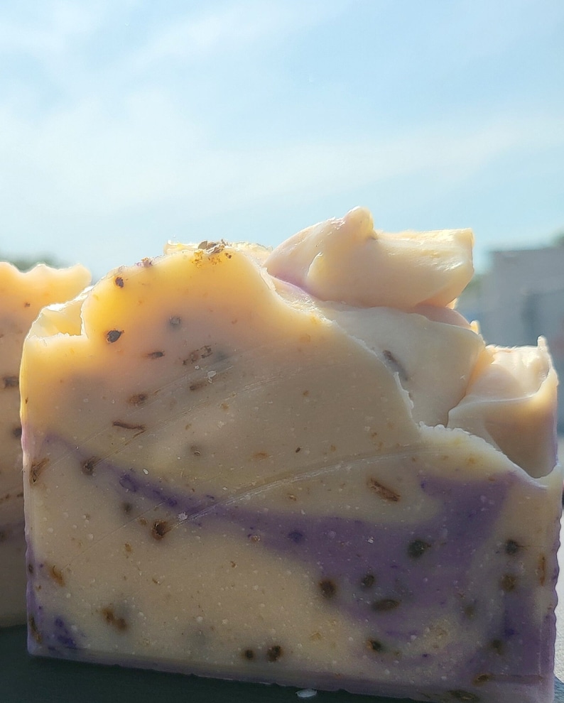 Handmade Bar Soap Lavender Lemon Goats and Oats Milk Soap Skin Softening Lilac Fields Natural Peppermint Soap Gifts Her Purple Soap French image 7