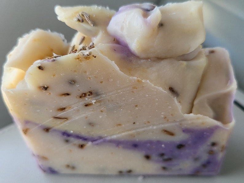 Handmade Bar Soap Lavender Lemon Goats and Oats Milk Soap Skin Softening Lilac Fields Natural Peppermint Soap Gifts Her Purple Soap French image 5
