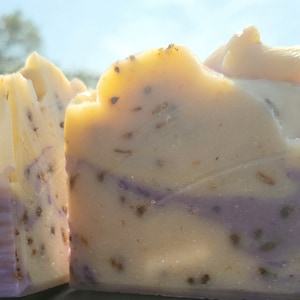 Handmade Bar Soap Lavender Lemon Goats and Oats Milk Soap Skin Softening Lilac Fields Natural Peppermint Soap Gifts Her Purple Soap French image 4