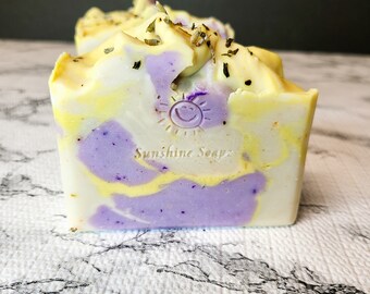 Purple Handmade Soap Lavender Lemon Soap, Goats and Oats Milk Soap, Skin Softening, Lilac Fields, Natural, Peppermint Soap, Unique Gifts