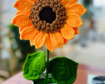Crochet Sunflowers Pot Knitted Sunflower, Sunflower Bouquet, Home Decor / Crochet Tiered Tray Decor / Miniature Decor / Kitchen decor